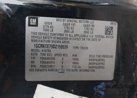 2013 Chevrolet Silverado 1500 Ltz from USA, damaged, VIN 1GCRKTE79DZ158539